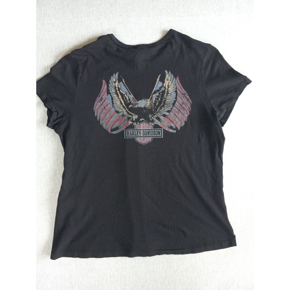 Harley-Davidson Motor Cycle Women's XL Pure Cotton Big Art Logo Black T Shirt - Picture 12 of 13